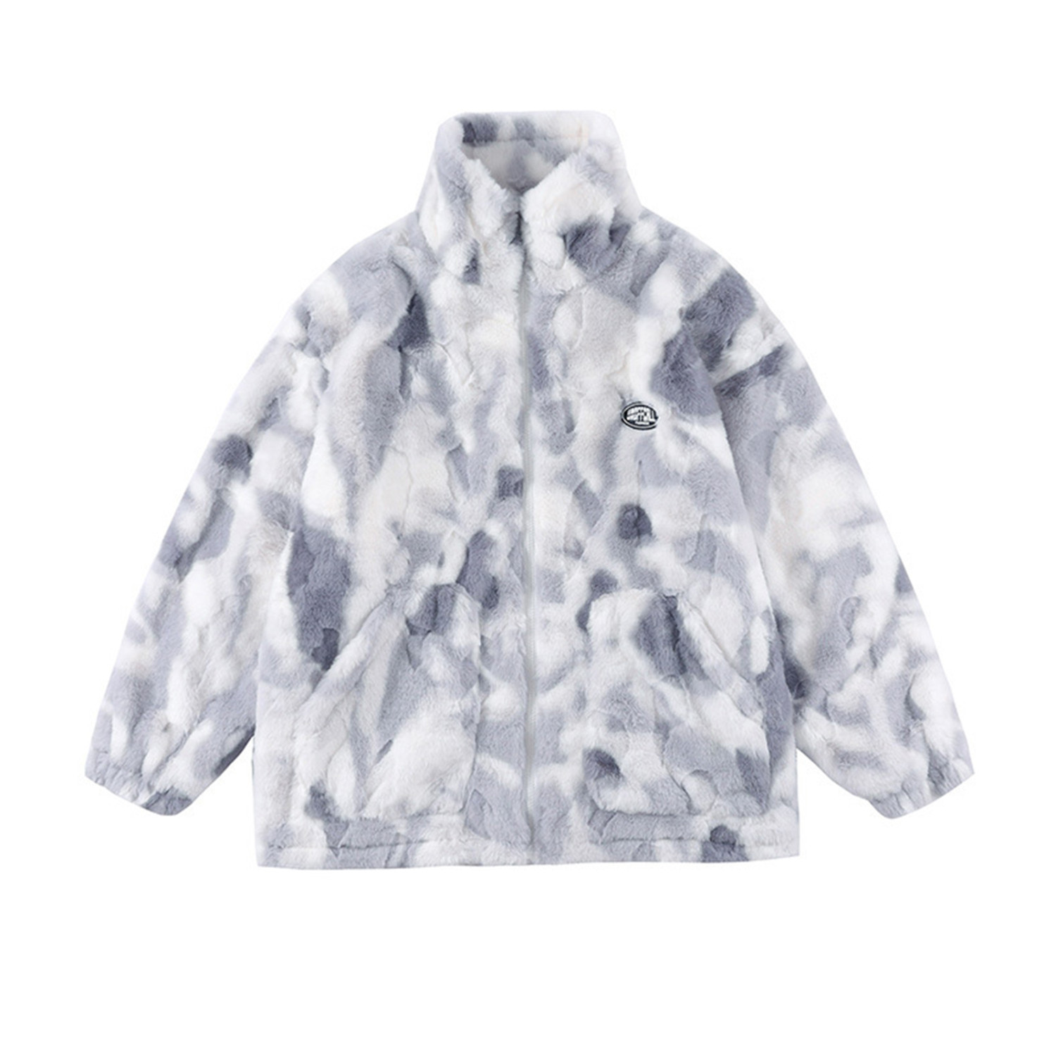 Long Sleeves Loose Split-Joint Striped Zipper Stand Collar Jackets Outerwear