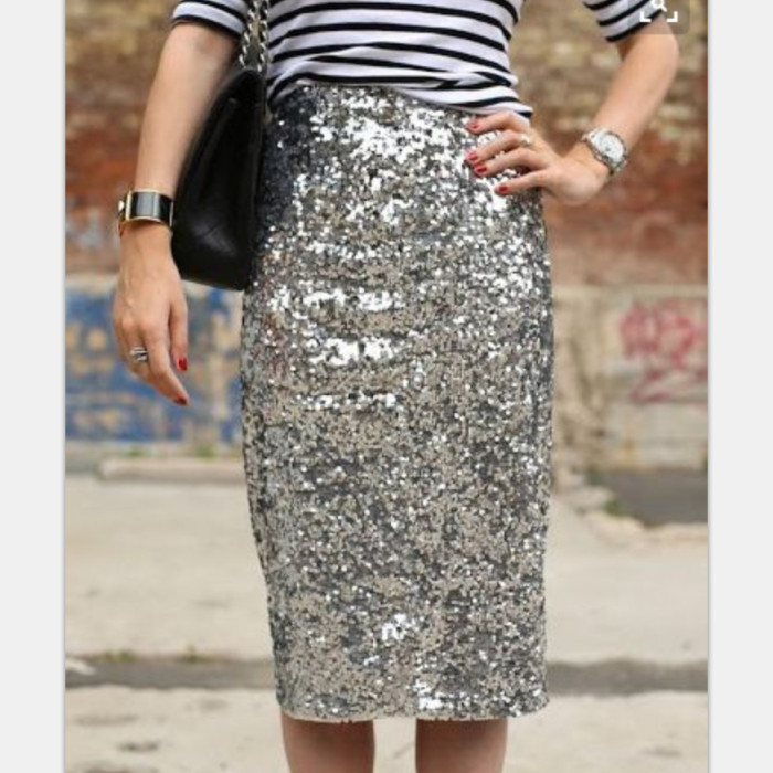 Sexy Party High Waist Glitter Sequin Skinny Pencil Sequin Skirts