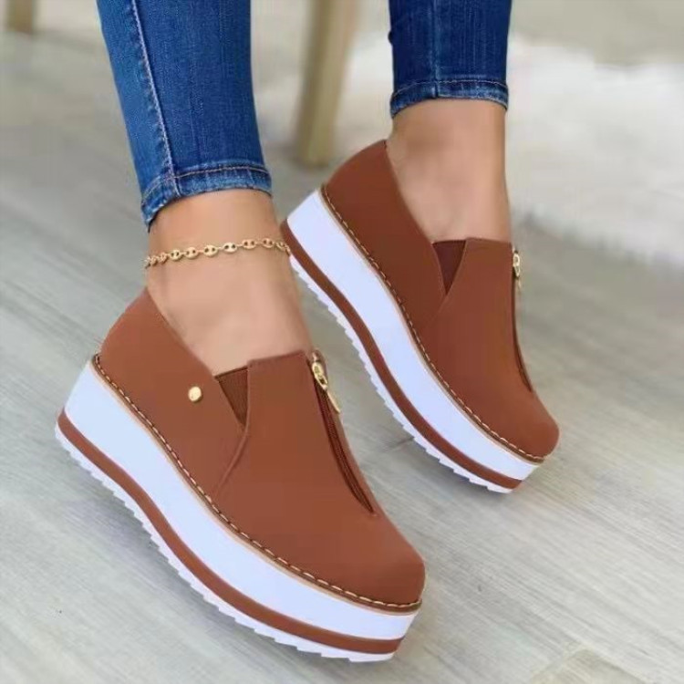 Casual Comfort Lace Up Wedge Vulcanized Platform Sneakers