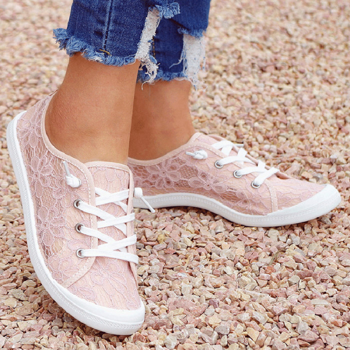 Lace Hollow Out Breathable Mesh Casual Flats