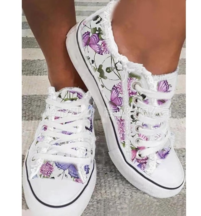 Flower Printed Casual Fashion Canvas Shoes