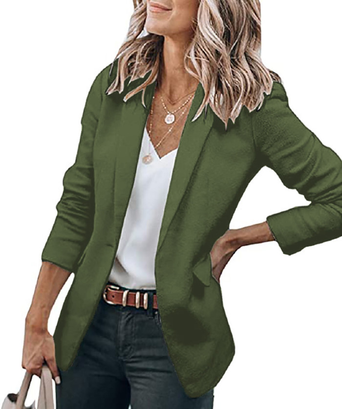 Women's Coat Office Notched Long Sleeve Button Down Casual Solid Color  Blazers