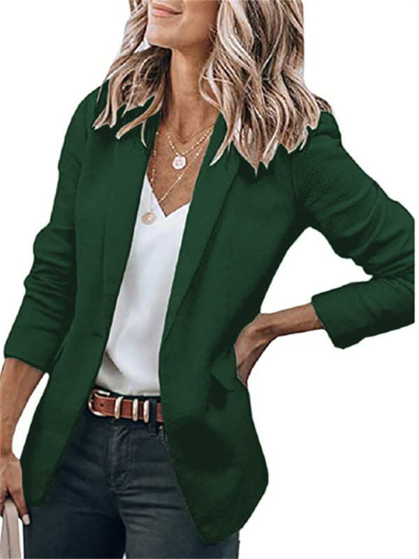 Women's Coat Office Notched Long Sleeve Button Down Casual Solid Color  Blazers