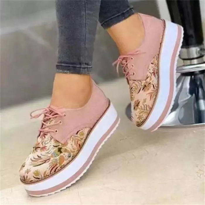 Women's Fashionable Floral Print Platform Casual Shoes Sneakers