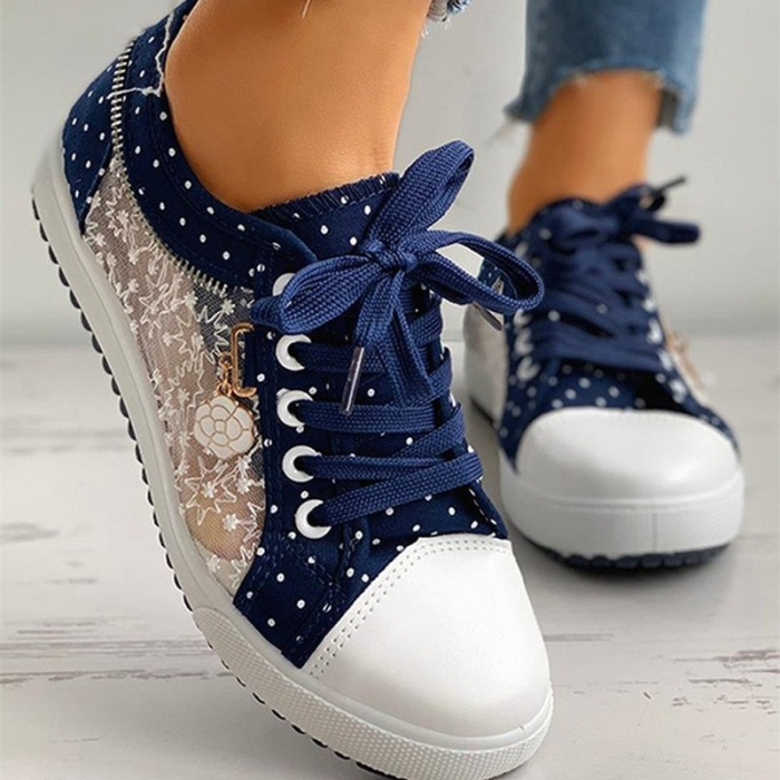 Fashion Casual Cutouts Lace Breathable Canvas Shoes