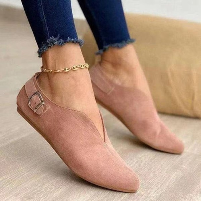 Women's Loafers Retro Pointed Toe Slip On Casual Flat Shoes