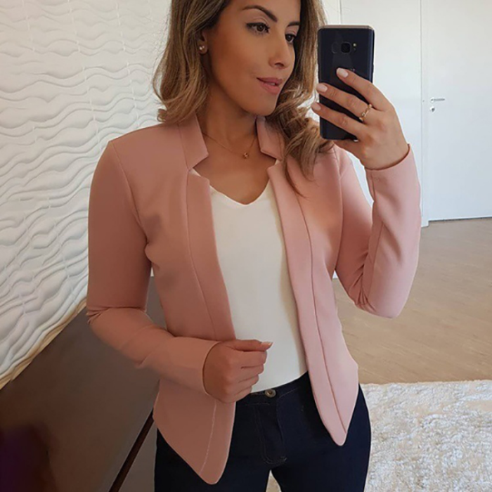 Women's Fashion Long Sleeve Solid Color Top Blazer