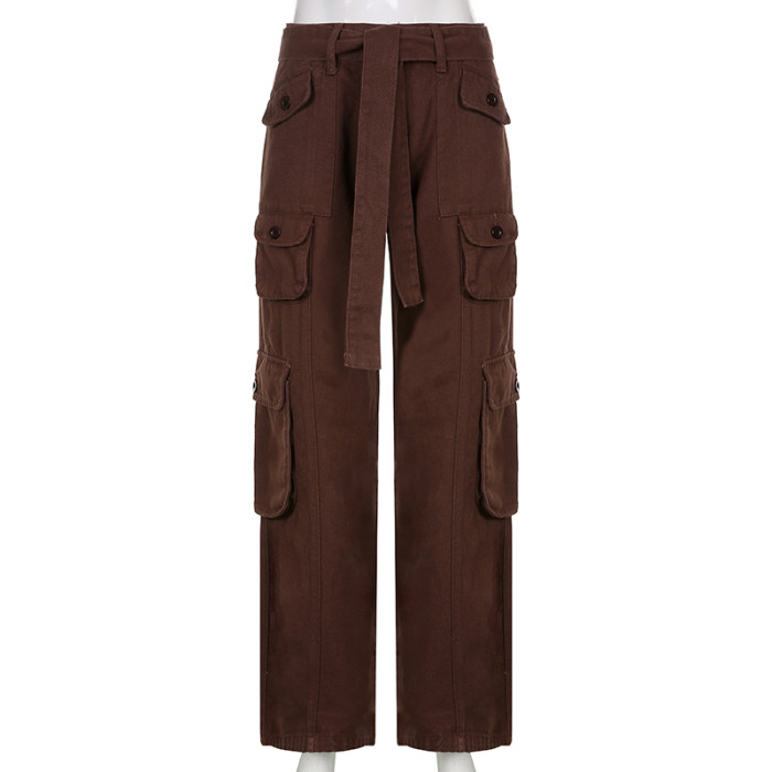 Vintage Loose High Waist Pockets Streetwear Pants