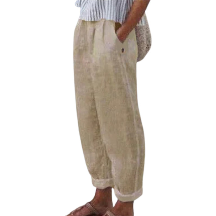 Women's Cotton Linen Elegant Retro Floral Casual Street Overalls Pants