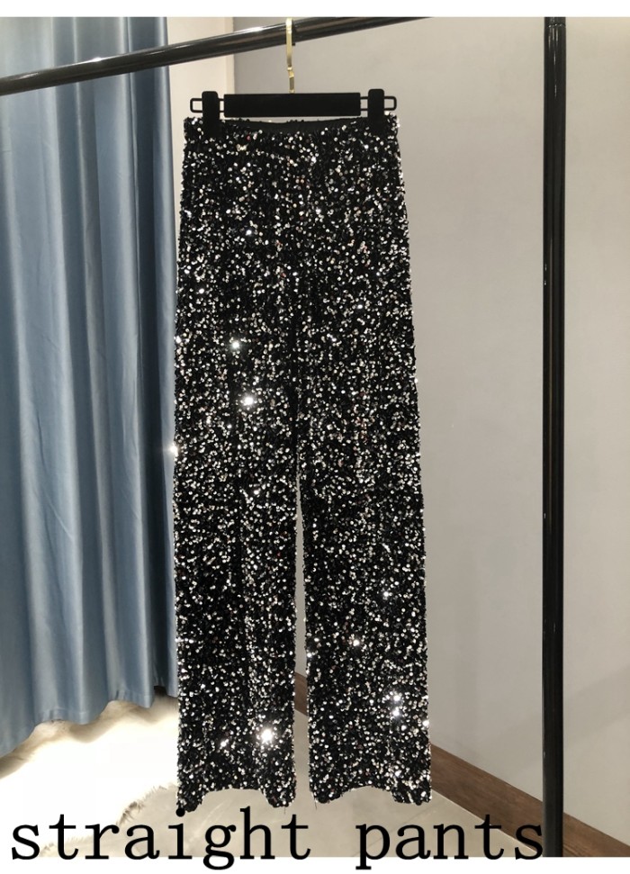 High Waisted Loose Micro Flared Tall Waist Trousers of Silver Pants