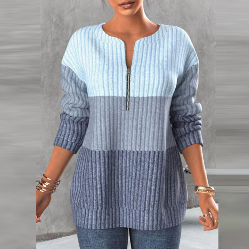 Casual Sweet Color Block Patchwork V Neck Sweaters(4 Colors)