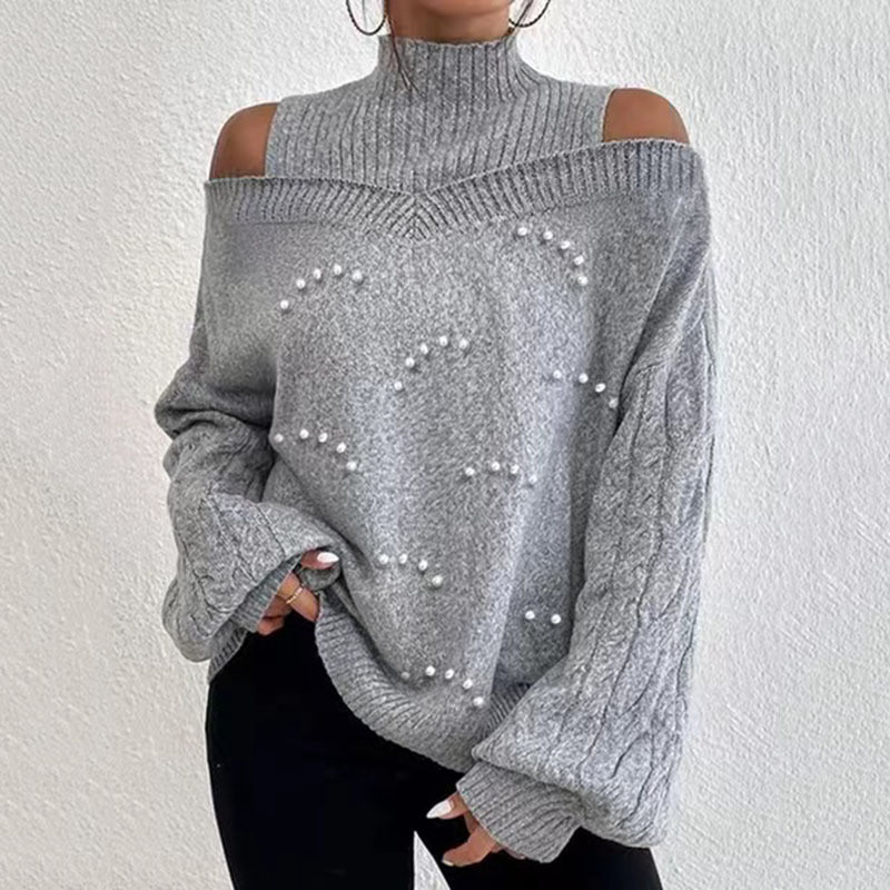Vintage Solid Beading Patchwork Sweater