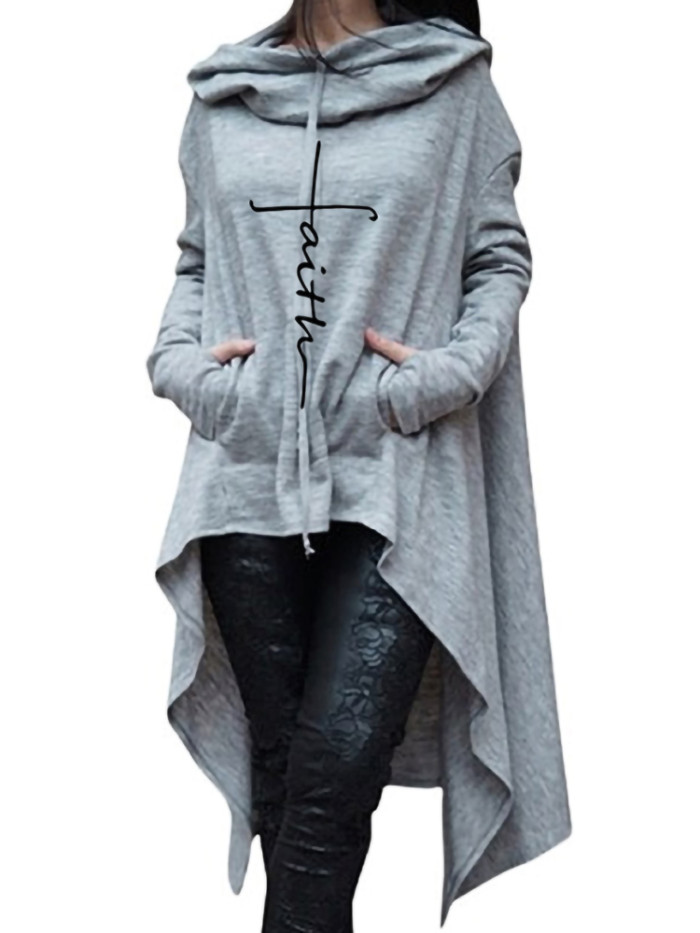 Long Sleeve Irregular Hem Sweatshirt