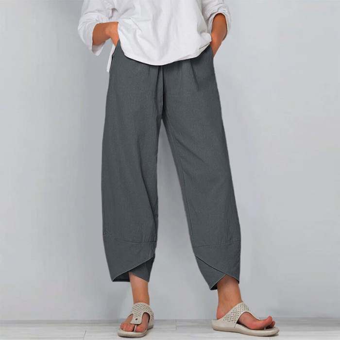 Vintage Cotton Linen Casual Loose Irregular Retro Pants