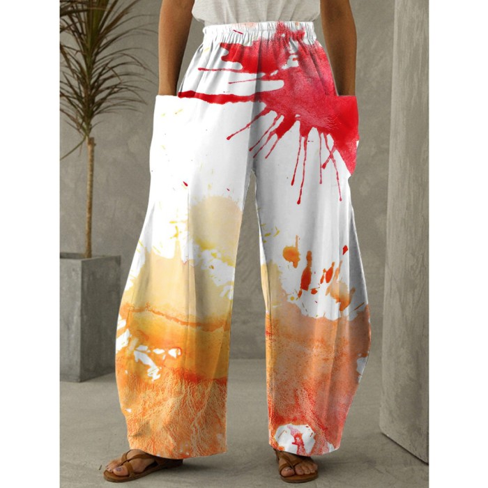 Trendy Watercolor Oversized Street High Waist Retro Harem Pants