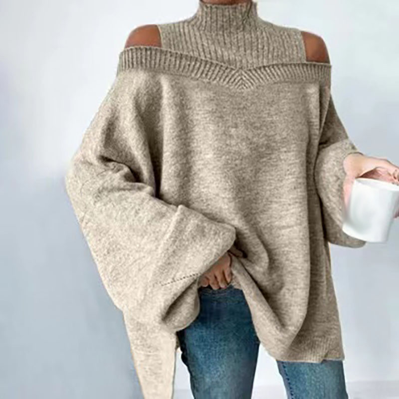 Fashion Rib Knitwear Turtleneck Hollow Out Sweater