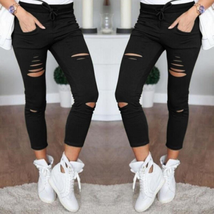 Ripped Ripped Trousers Stretch Leggings Jeans