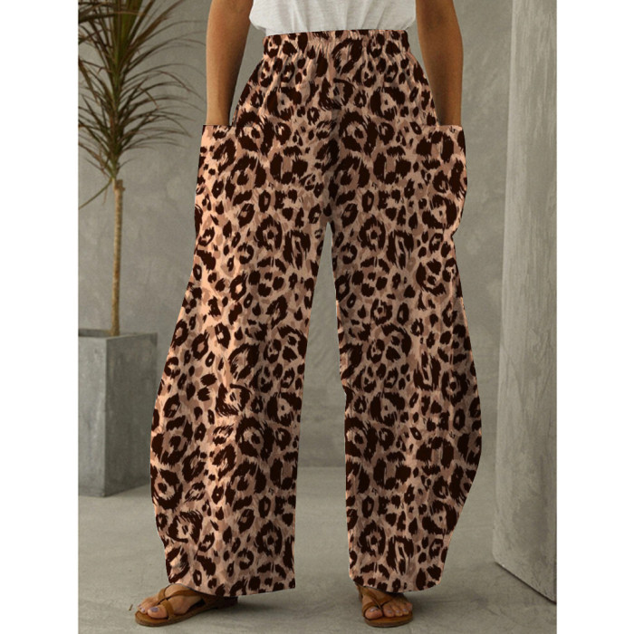 Leopard Print Loose Lantern Pants