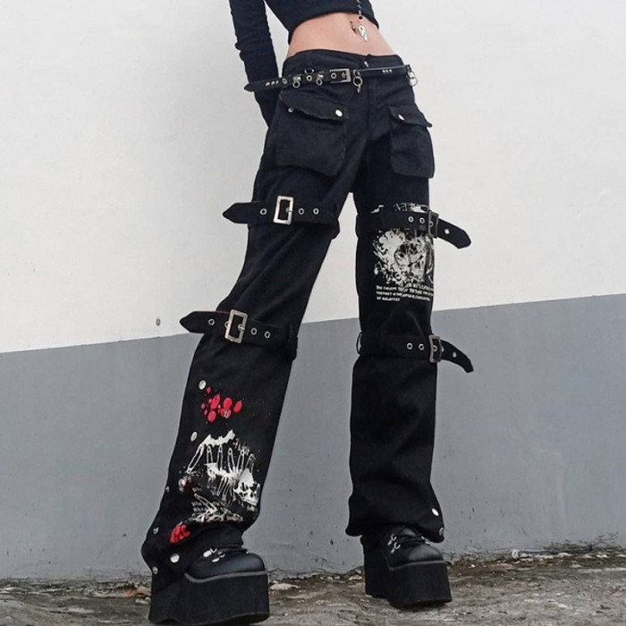 Gothic Women's Low Rise Retro Hip Hop Punk Harajuku  Pants