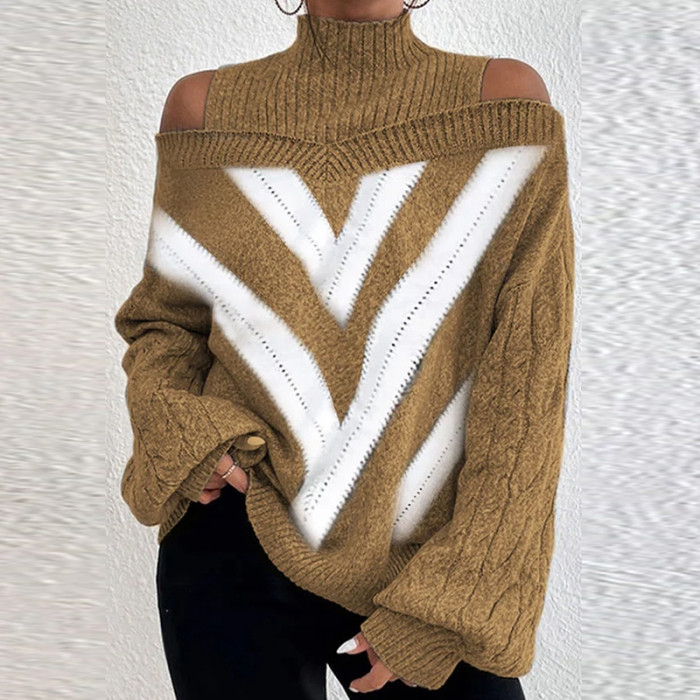 Vintage Solid Beading Patchwork Sweater