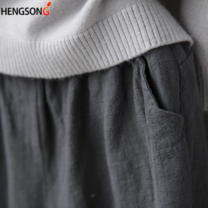 Female Cotton And Linen Loose Casual Pants