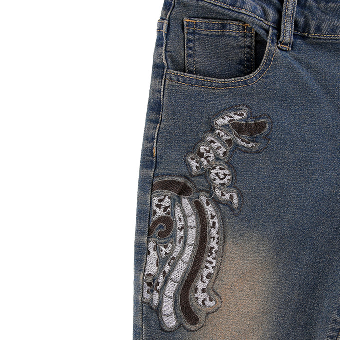 Women's Fashion Vintage Embroidered Low Rise Flared Jeans