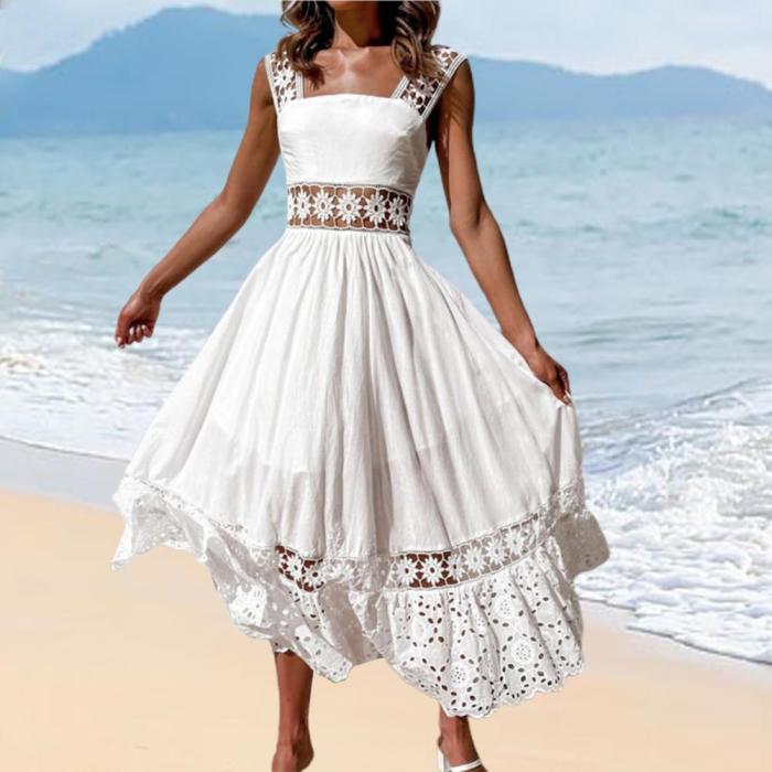 Hollow Out Lace Slim Beach Dress