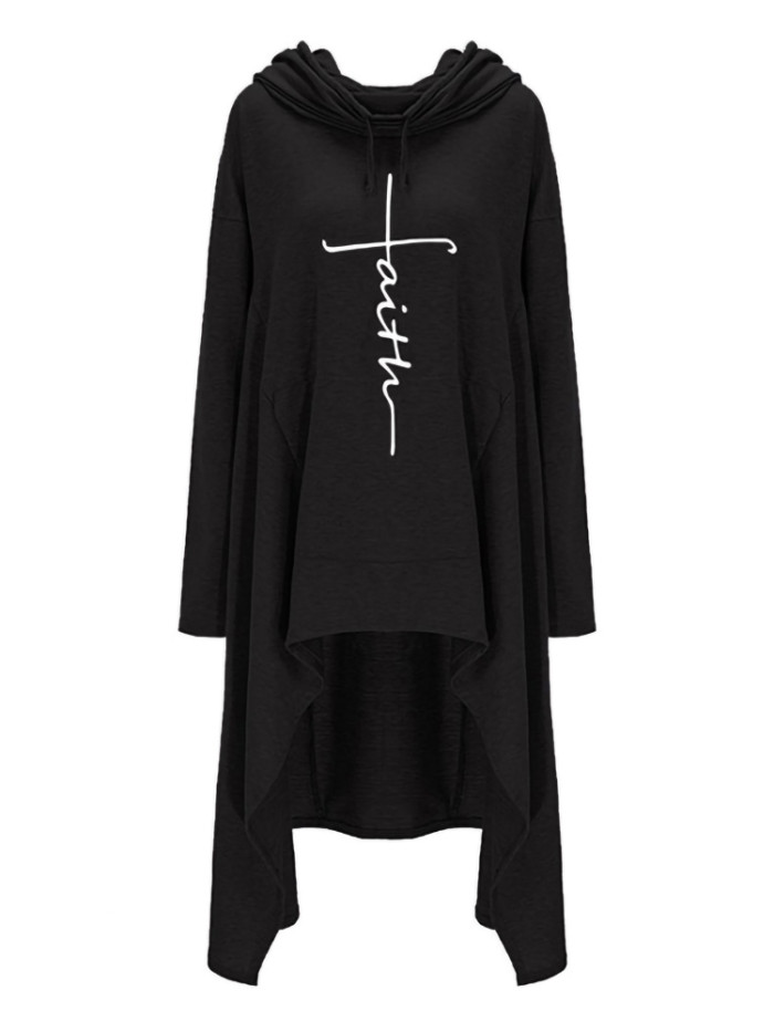 Long Sleeve Irregular Hem Sweatshirt