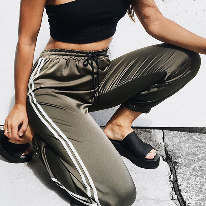 Fashion Casual Loose Side Striped Long Pants