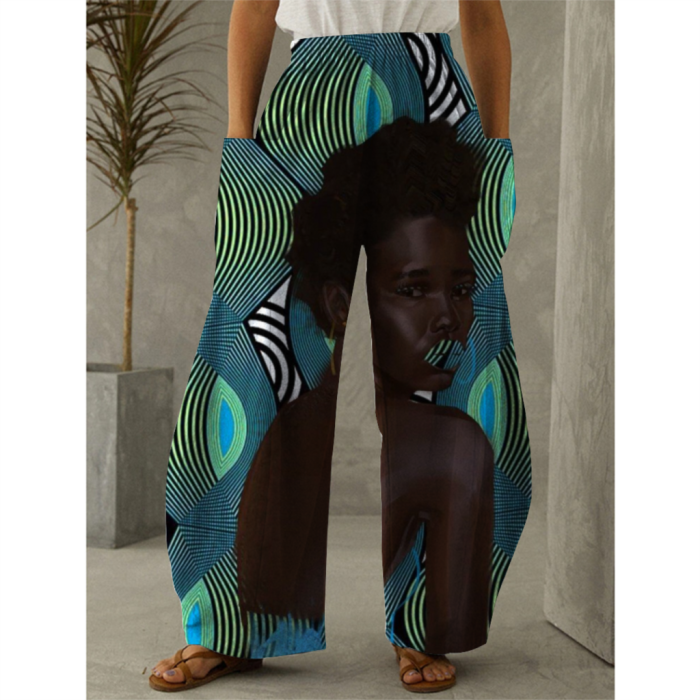 Fashion 3D Pants Loose Elastic Waist Retro Bloomers