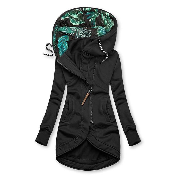 Casual Long Coat Zip Hooded Jacket