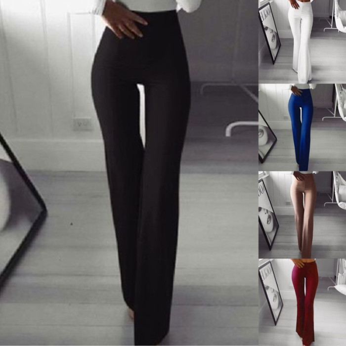 Women's Fashion Multicolor Slim Flared Commuter Slim Stretch Wide Leg Pants