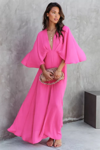 V-Neck Beach Loose Maxi Dress