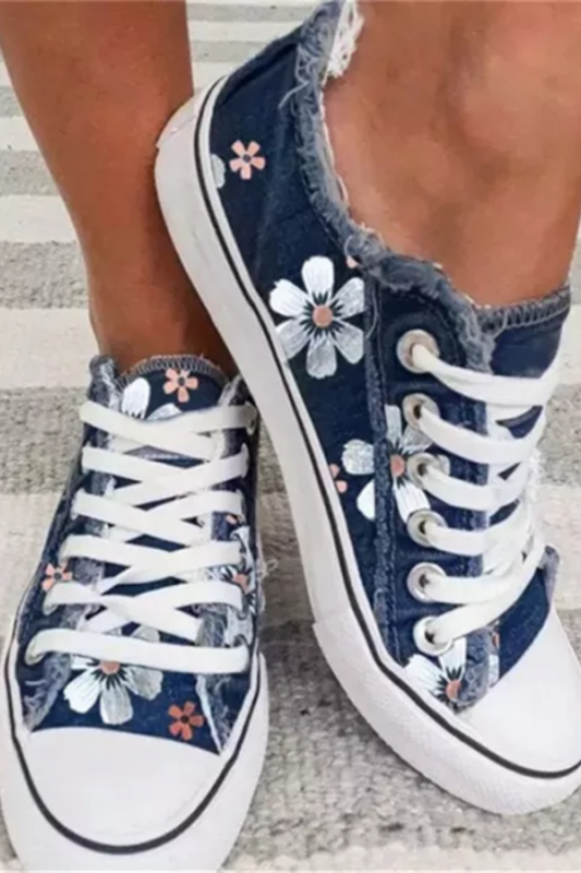 Flower Printed Casual Fashion Canvas Shoes