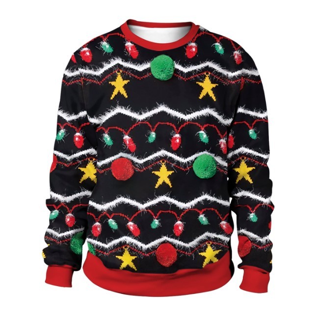 Men Print Graphic Pullover Crew Neck Knitted Sweater