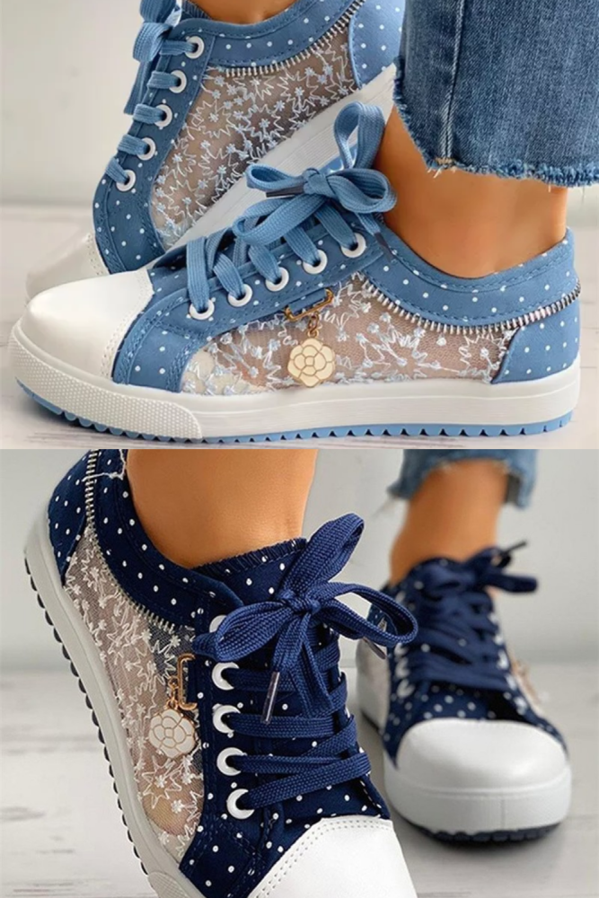 Fashion Casual Cutouts Lace Breathable Canvas Shoes