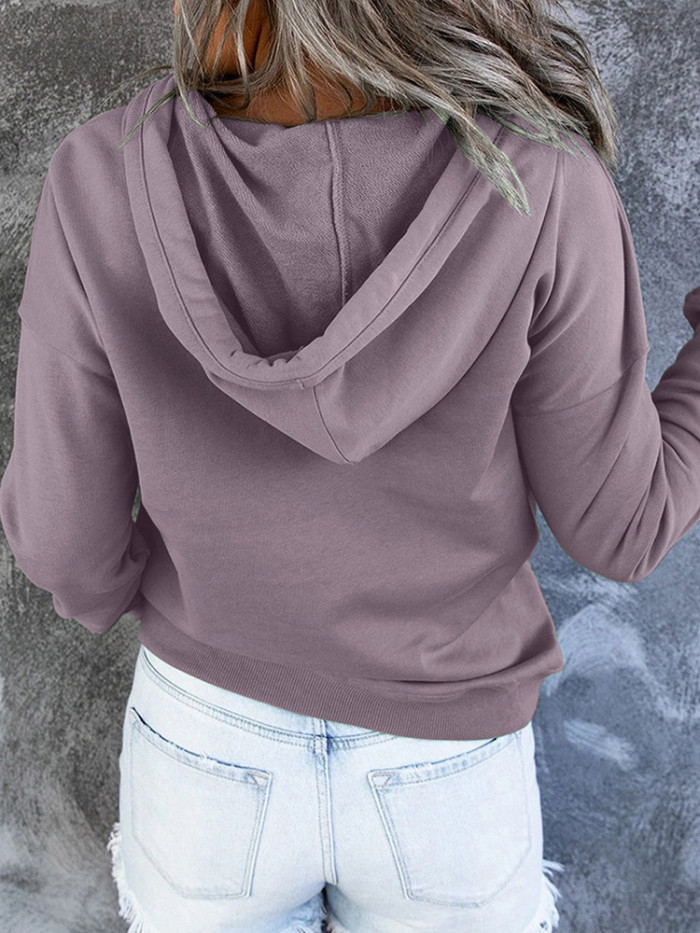 Fashion Sweatshirt Long Sleeve Solid Color Casual Pocket Hoodies