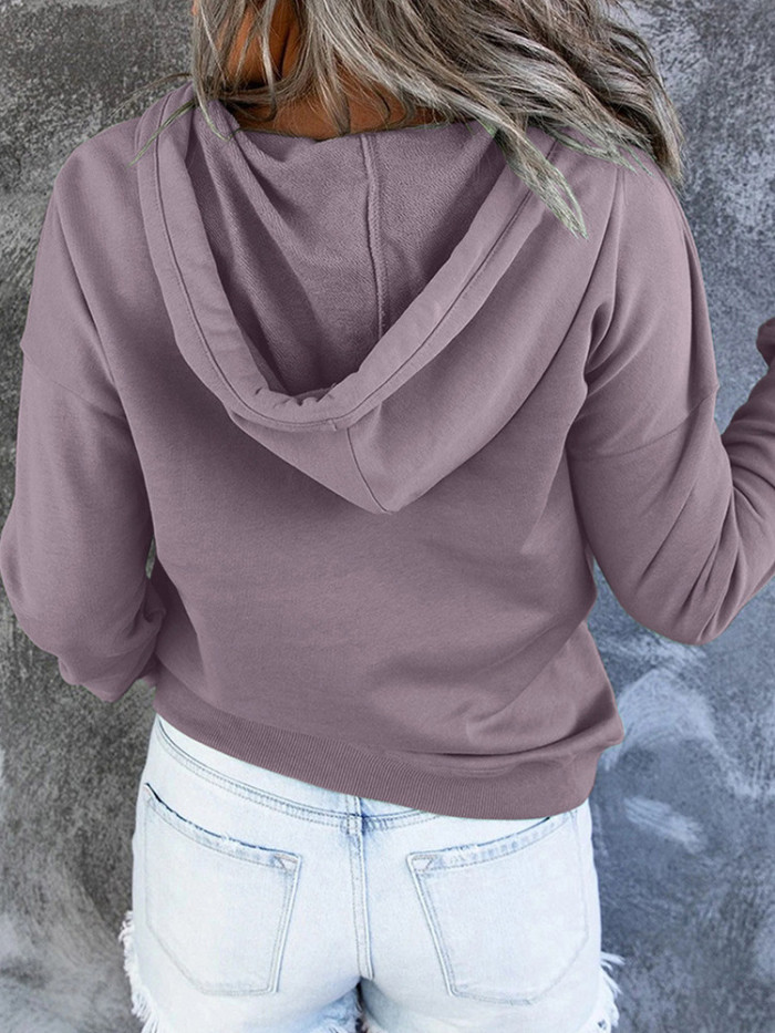 Fashion Sweatshirt Long Sleeve Solid Color Casual Pocket Hoodies