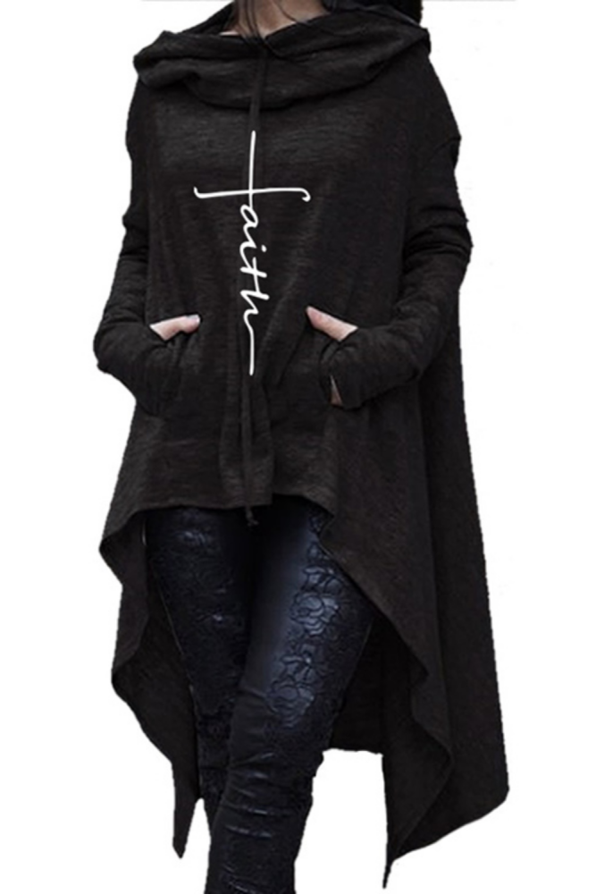 Long Sleeve Irregular Hem Sweatshirt