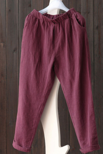 Female Cotton And Linen Loose Casual Pants