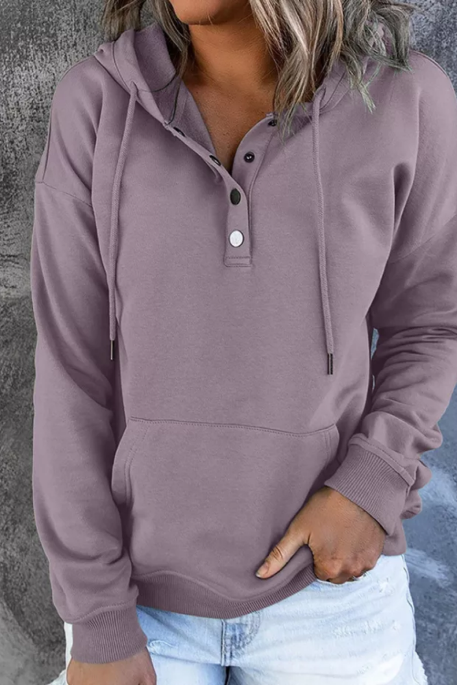 Fashion Sweatshirt Long Sleeve Solid Color Casual Pocket Hoodies