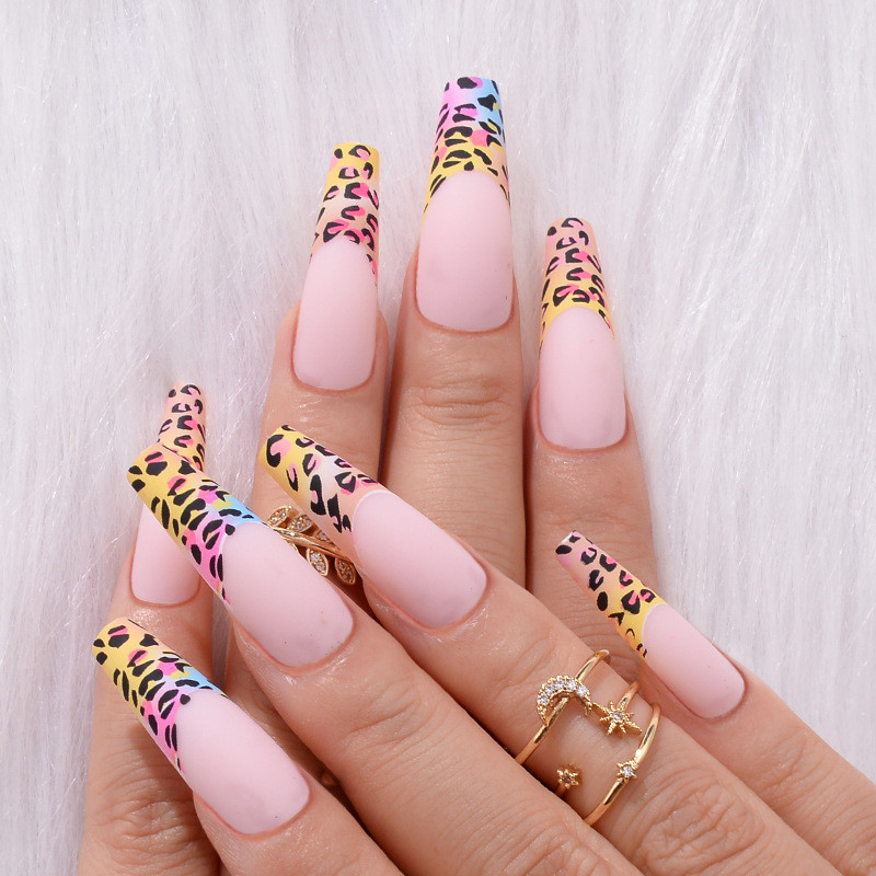Fashion Sexy Long Color Leopard Wearable Nail Art Sticker
