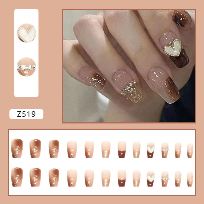 Fashion Smudged Autumn and Winter Diamond Chain Love Shiny Gold Foil Armor Nails