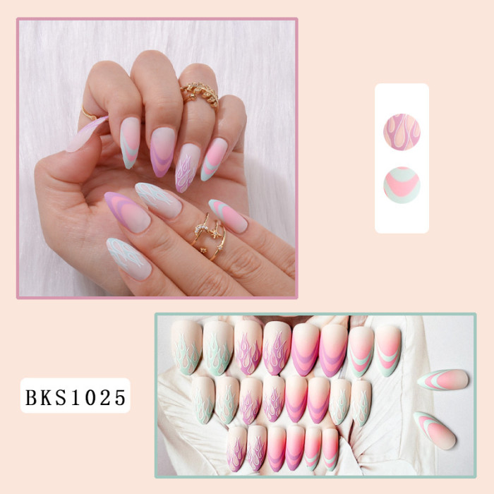 24PCS Trendy Round Head Simple Wavy Line Nail Art Sticker