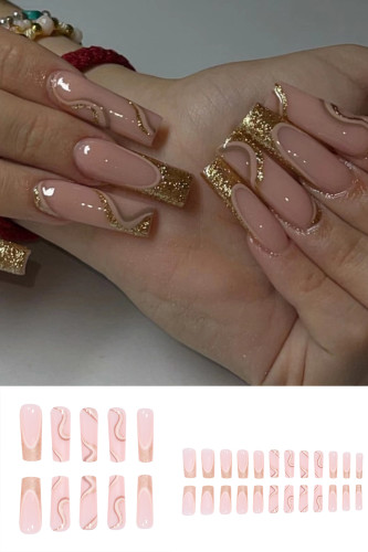 Long Waterpipe French Gold Glitter Powder Line European and American Dress Nails
