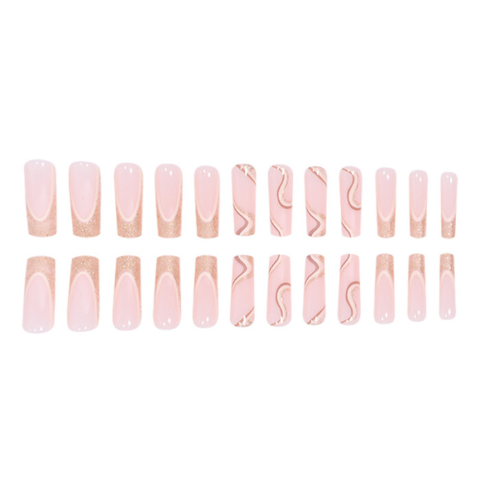 Long Waterpipe French Gold Glitter Powder Line European and American Dress Nails