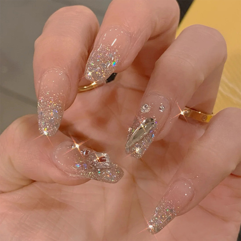 Long Ballet Finished European and American Rhinestone Glitter Wear  Nails