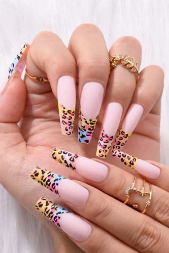 Fashion Sexy Long Color Leopard Wearable Nail Art Sticker