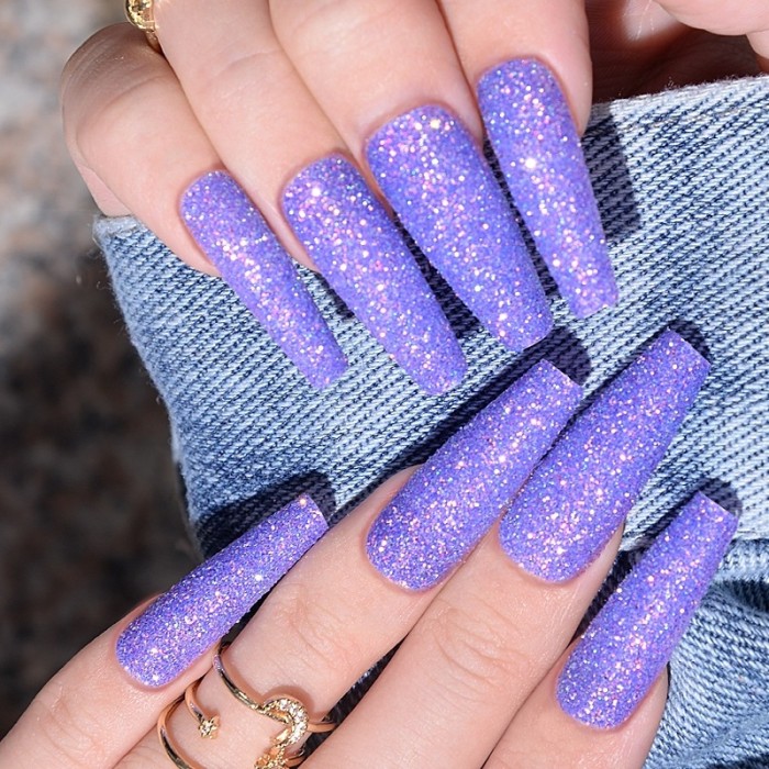 24PCS Fashion Burst Purple Wearing Nail Stickers