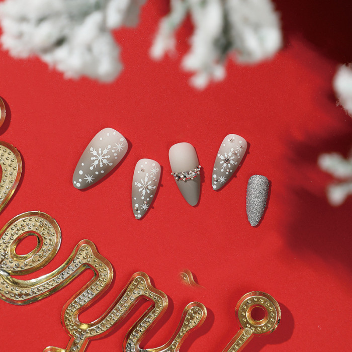 24PCS Wear Christmas Snowflake Rhinestone Glitter Nail Sticker